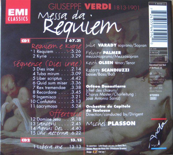 Giuseppe Verdi : Michel Plasson, Júlia Várady, Felicity Palmer, Keith Olsen (2), Roberto Scandiuzzi, Orfeón Donostiarra, Orchestre National Du Capitole De Toulouse-1