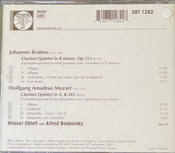 Brahms* / Mozart* - Alfred Boskovsky, Wiener Oktett-3