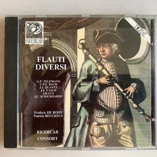 Frédéric de Roos, Patrick Beuckels, Ricercar Consort, Georg Philipp Telemann, Carl Philipp Emanuel Bach, Johann Joachim Quantz, Johann Friedrich Fasch, Carl Heinrich Graun, Johann Christian Schickhardt – Flauti Diversi (CD) (Mint (M)) Frédéric de Roos, Patrick Beuckels, Ricercar Consort, Georg Philipp Telemann, Carl Philipp Emanuel Bach, Johann Joachim Quantz, Johann Friedrich Fasch, Carl Heinrich Graun, Johann Christian Schickhardt – Flauti Diversi (CD) (Mint (M))