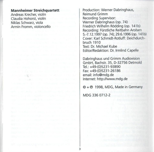 Max Reger, Mannheimer Streichquartett-2