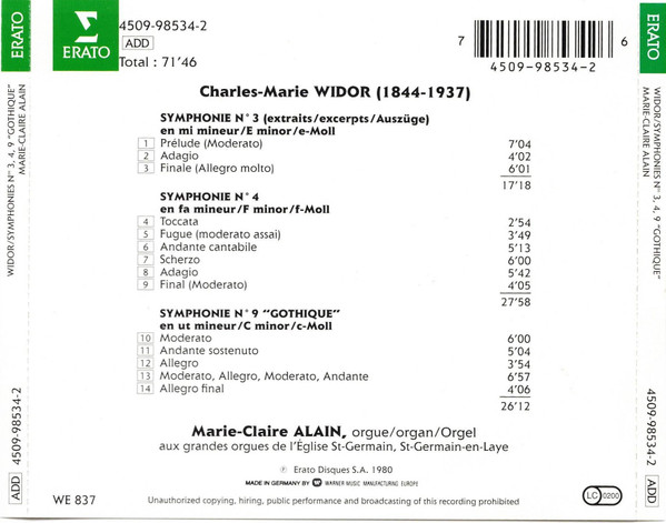Charles-Marie Widor, Marie-Claire Alain-1