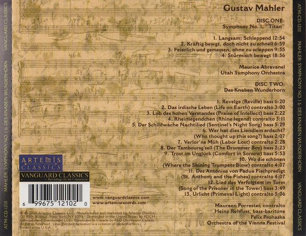 Gustav Mahler, Maureen Forrester ~ Heinz Rehfuss, Utah Symphony Orchestra - Wiener Festspielorchester, Maurice Abravanel - Felix Prohaska-1