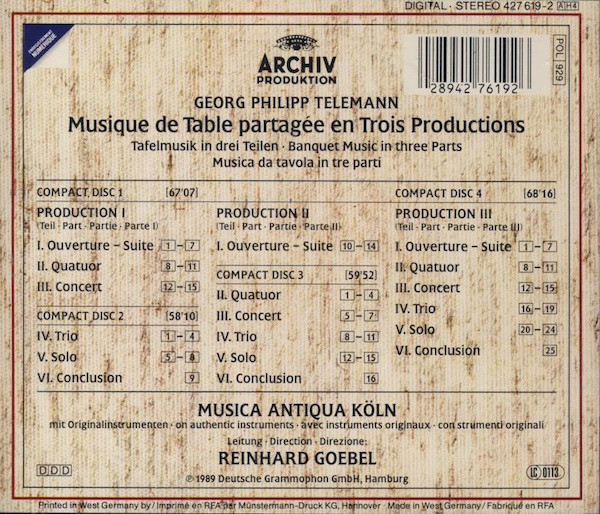 Georg Philipp Telemann - Musica Antiqua Köln, Reinhard Goebel-1