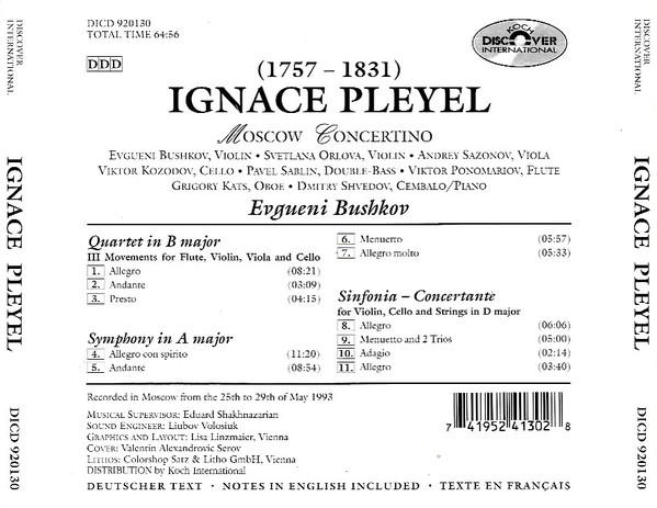Ignaz Pleyel, Ансамбль Старинной Музыки "Концертино", Evgueni Bushkov-1