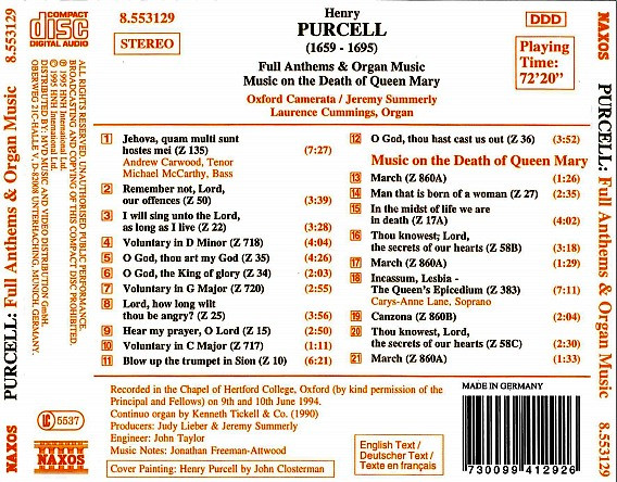 Henry Purcell, Oxford Camerata, Jeremy Summerly, Laurence Cummings-1