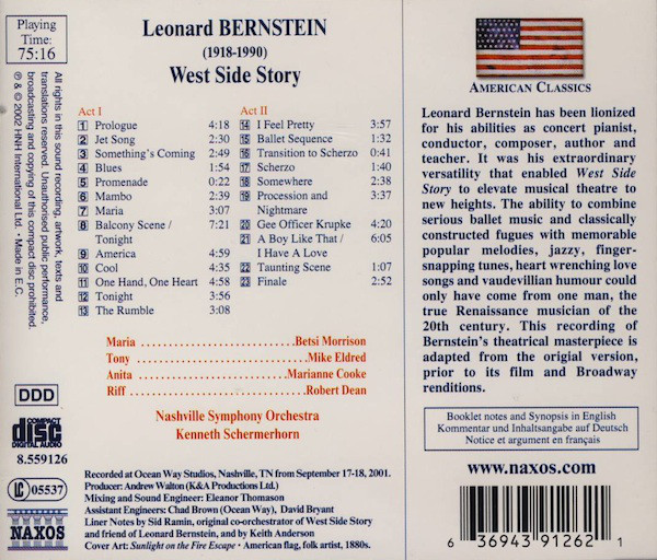 Leonard Bernstein, Betsi Morrison • Michael Eldred • Marianne Cooke • Robert Dean (3) • Nashville Symphony Orchestra • Kenneth Schermerhorn-1