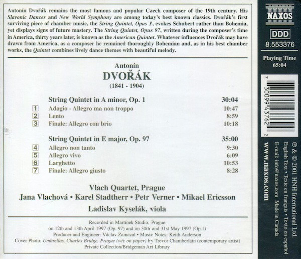 Antonín Dvořák, Vlach Quartet Prague, Ladislav Kyselák-1