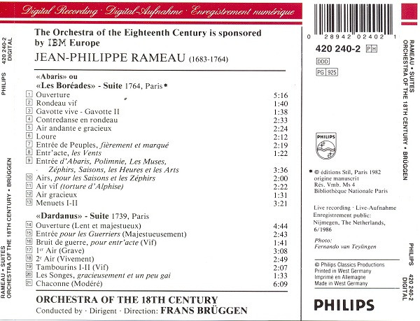 Jean-Philippe Rameau / Orchestra Of The 18th Century, Frans Brüggen-1