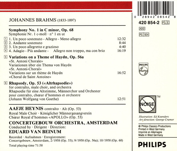 Johannes Brahms – Eduard van Beinum, Aafje Heynis, Concertgebouworkest-1