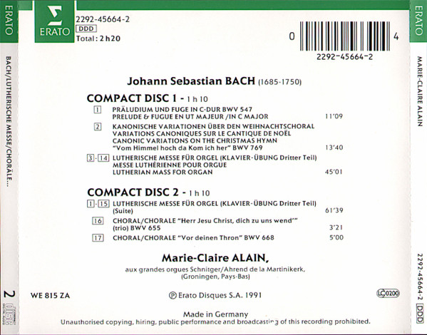 Johann Sebastian Bach - Marie-Claire Alain-1