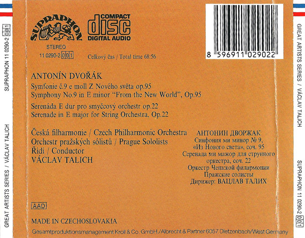 Antonín Dvořák - Václav Talich, The Czech Philharmonic Orchestra, Orchestr Pražských Sólistů-1