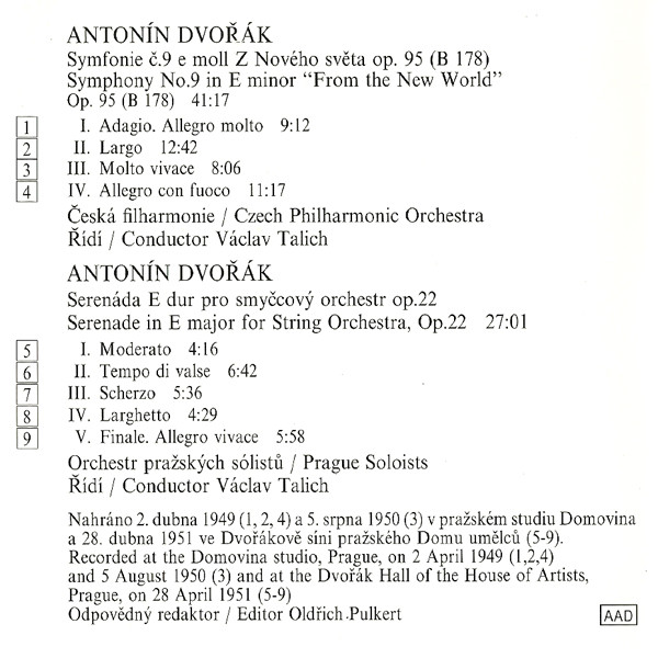 Antonín Dvořák - Václav Talich, The Czech Philharmonic Orchestra, Orchestr Pražských Sólistů-2