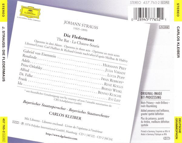 Johann Strauss Jr. - Júlia Várady · Lucia Popp · Hermann Prey · Ivan Rebroff · René Kollo · Bernd Weikl · Bayerisches Staatsorchester · Carlos Kleiber-1