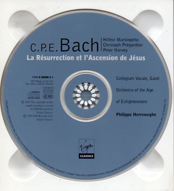 Carl Philipp Emanuel Bach, Hillevi Martinpelto • Christoph Prégardien • Peter Harvey • Collegium Vocale, Orchestra Of The Age Of Enlightenment, Philippe Herreweghe-1