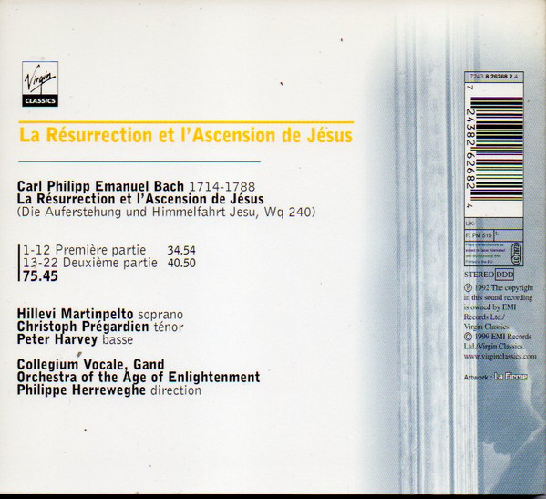 Carl Philipp Emanuel Bach, Hillevi Martinpelto • Christoph Prégardien • Peter Harvey • Collegium Vocale, Orchestra Of The Age Of Enlightenment, Philippe Herreweghe-2