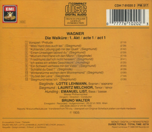 Richard Wagner, Lotte Lehmann, Lauritz Melchior, Emanuel List, Wiener Philharmoniker, Bruno Walter-1