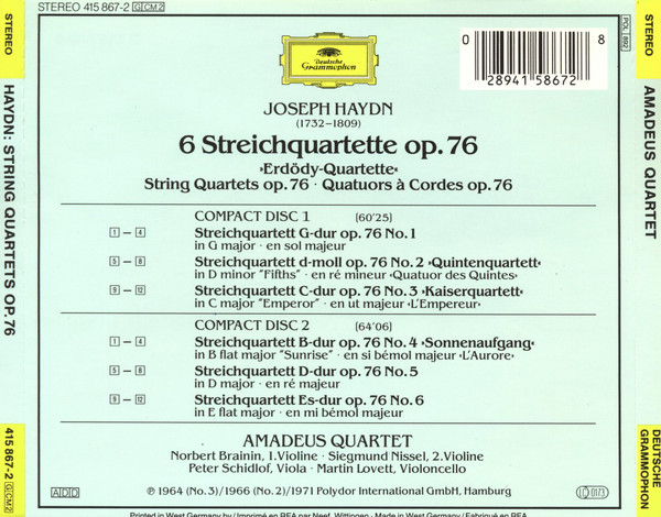 Joseph Haydn, Amadeus-Quartett-1