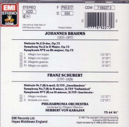Johannes Brahms / Franz Schubert – Philharmonia Orchestra, Herbert von Karajan-2