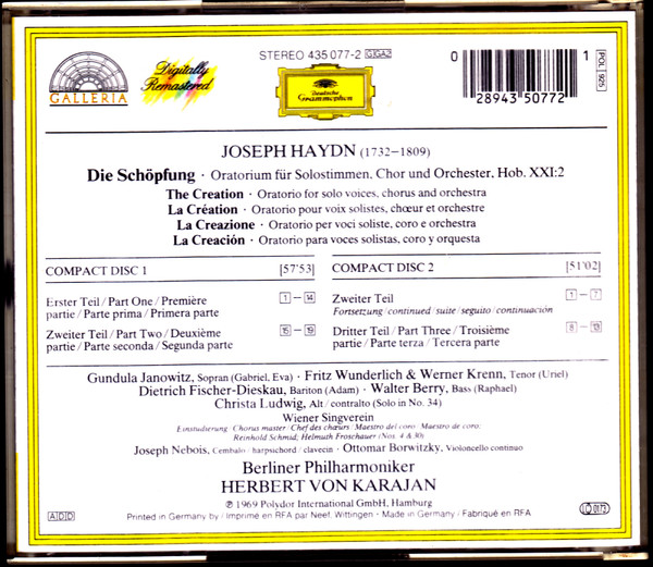 Joseph Haydn - Gundula Janowitz · Christa Ludwig · Fritz Wunderlich · Werner Krenn · Walter Berry · Dietrich Fischer-Dieskau · Wiener Singverein · Berliner Philharmoniker · Herbert von Karajan-1