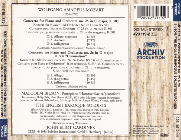 Wolfgang Amadeus Mozart, Malcolm Bilson, The English Baroque Soloists, John Eliot Gardiner-1