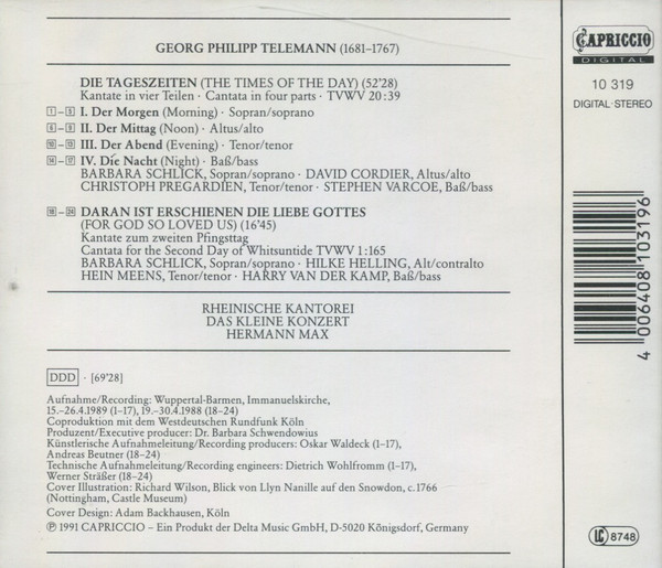 Georg Philipp Telemann - Barbara Schlick ∙ Hilke Helling ∙ David Cordier ∙ Christoph Prégardien ∙ Hein Meens ∙ Stephen Varcoe ∙ Harry van der Kamp ∙ Rheinische Kantorei ∙ Das Kleine Konzert ∙ Hermann Max-1