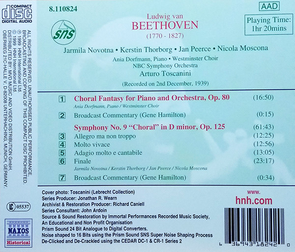 Ludwig van Beethoven - Jarmila Novotná, Kerstin Thorborg, Jan Peerce, Nicola Moscona / Ania Dorfmann / Westminster Choir / NBC Symphony Orchestra, Arturo Toscanini-1