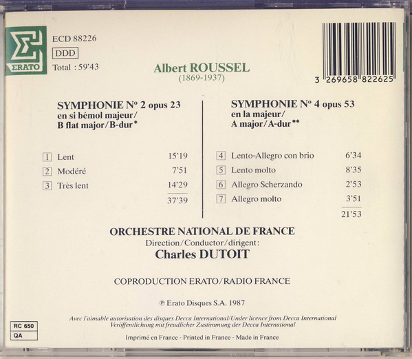 Albert Roussel, Orchestre National De France, Charles Dutoit-1